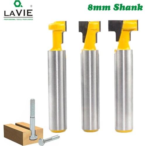 3pc 8mm Shank T-Slot Cutter Router Bit Set Key Hole Bits Hex Bolt T Slotting Milling Cutter for Wood Woodworking Tool C08-142