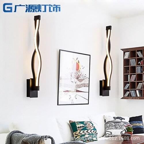 Nordic personality creative art led wall lamp bedroom living room simple wave mirror front bedside wall lamp