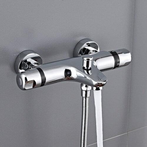 Wall Mounted Thermostatic Mixing Valve Bathroom Temperature Control Shower Valve Tap Shower Pipe Thermostat Valve Bathtub Faucet