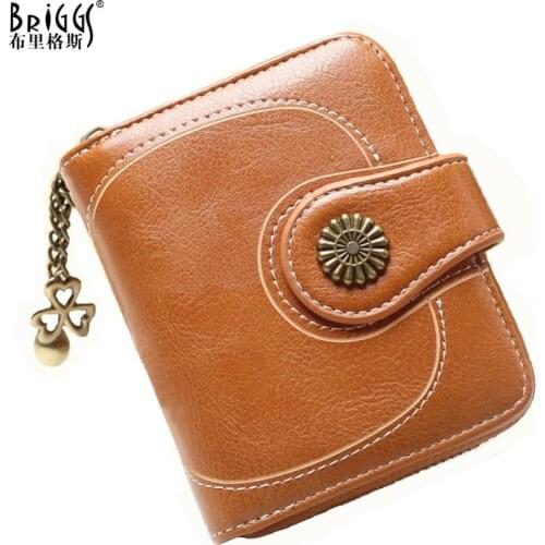 New 2021 Vintage Women Purse Genuine Leather Women Short Wallet Clutch Multifunction Multiple Card Holders Bags Female