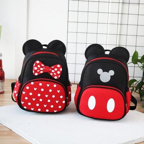 Disney New Kindergarten Plush Schoolbag Boys Girls Cartoon Minnie Mickey Kids Preschool Childrens Baby Backpack