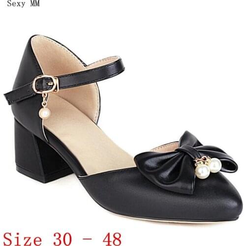 Med Heels Women Pumps Med High Heel Shoes Stiletto Woman Wedding Shoes Small Plus Size 30 31 32 33 - 40 41 42 43 44 45 46 47 48
