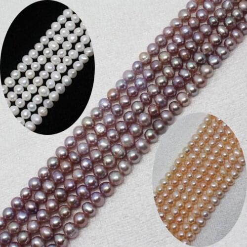 Wholesale 7-8 mm Natural Pearl Freshwater Oval Loose Beads 14"3PSC