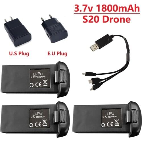 Original 3.7V 1800mAh Lipo Battery with charger Set For S20 Drone RC Quadcopter Spare Parts for S20 Drone Battery