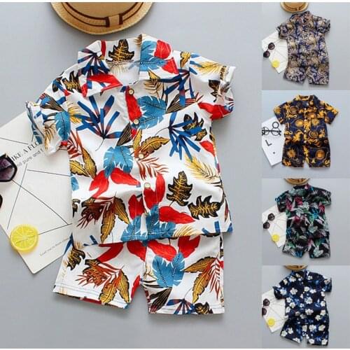 1Y-5Y Toddler Boys Baby Kids Girl Floral Print Tops+Shorts Outfit Set Clothes Short Sleeves 2021 summer boys Outfit Set Clothes