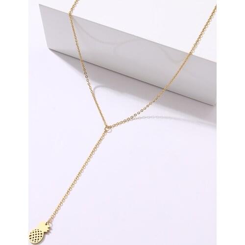 CACANA Stainless Steel Fashion Pineapple Pendant Gold For Women Metal Chain Necklace Party Charm Jewelry Accessories Gifts