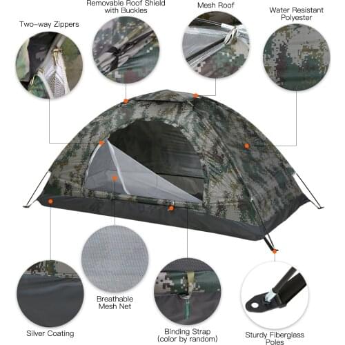 Ultralight Camping Tent Single Layer Portable Tent Anti-UV Coating UPF 30+ for Outdoor Beach Fishing