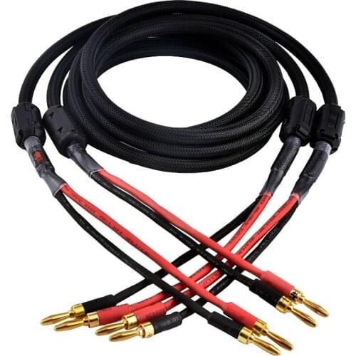 QINCROWN One Pair 7N OFC Speaker Cable High Quality Gold Plated Banana Plug Hifi Speaker Wire