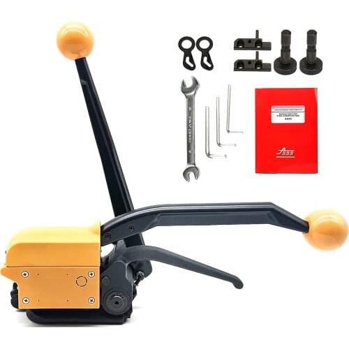 A333 Manual Steel Strapping Tool Handheld Buckle Free Sealless Steel Belt Strapper Combination Tool for 13/16/19mm Steel Strip