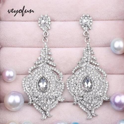 Veyofun Luxury Rhinestone Crystal Drop Earrings Wedding Dangle Earrings For Women Fashion Jewelry Gift