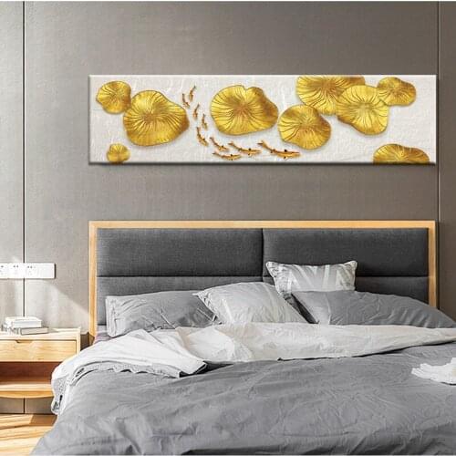 Modern Golden Leaf Plants Canvas Painting Luxurious Big Posters and Prints HD Wall Art Pictures for Living Room Bedroom