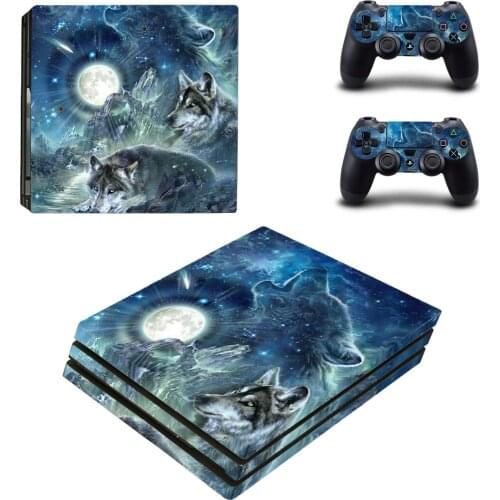 Wolf Style PS4 Pro Skin Sticker for Sony Playstation 4 Pro Console & 2 Controllers Decal Vinyl Protective Skins Style 1