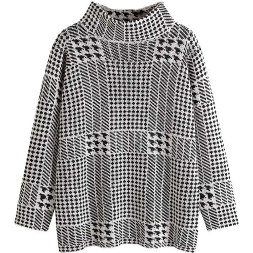 Mens Sweater Plaid Turtleneck Men Sweaters Pullovers AutumnWinter Casual LongSleeve Knitted Sweater 4XL Oversized Mens Jumpers