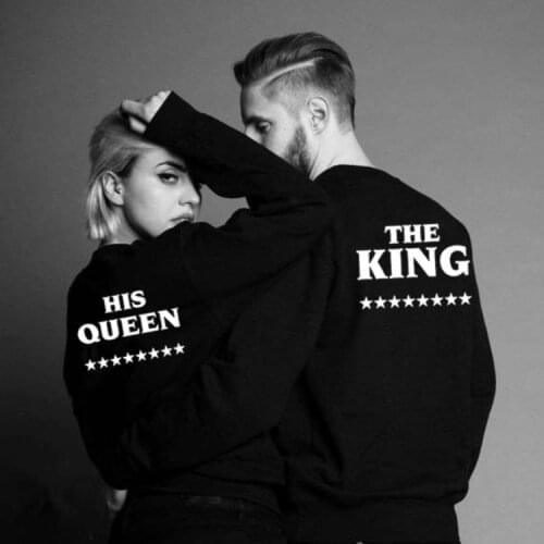 Women Men Hoodies King Queen Printed Sweatshirt Lovers Couples Hoodie Hooded Sweatshirt Matching Casual Pullovers Tracksuits