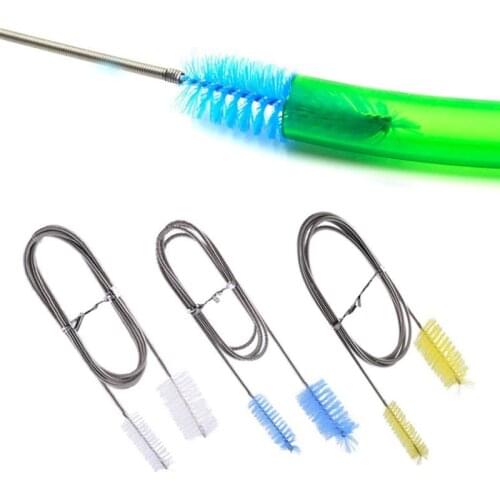 155cm Aquarium Tube Pipe Cleaning Brush Stainless Steel Water Filter Air Tube Flexible Double End Hose Aquarium Accessories