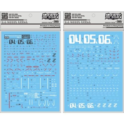 UC48 MG FAZZ ZZKA Gundam Water sticker Decal Action Figure Assemble Model Toys