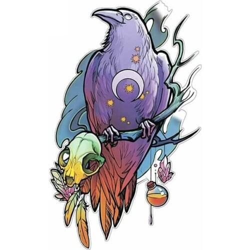 Creative Mystic Crow Tattoo Car Sticke Accessories Vinyl PVC 13cm*10cm Motorcycle Waterproof Windshield Car Styling Decal