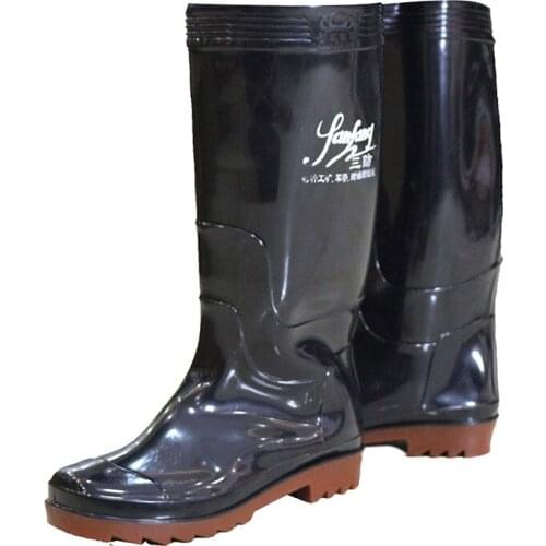 PVC rain boots waterproof safety construction site long rubber shoes non-slip mens outdoor rain boots