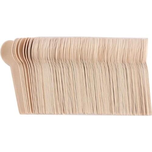 X100 Wood Spoon Biodegradable Disposable Tableware Dessert Spoons Birthday Cake Dinner Spoons Eco-friendly Ice Cream Spoon