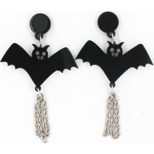 Funny Halloween Bat Drop Earrings Personality Animal Chain Tassel Dangle Earrings For Women Girl Fashion Party Halloween Jewelry