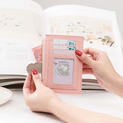 Womens ID card bag fashion zipper card coin purse business bank credit card bag mens thin business card coin purse zipper