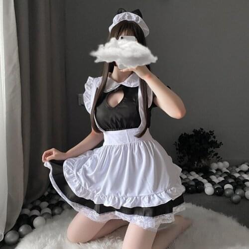 Women Lovely Maid Cosplay Costume Short Sleeve Retro Maid Lolita Dress Cute Japanese French Maid Outfit Anime Lingerie Femme Hot
