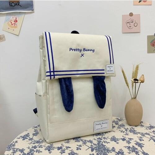 Women Gilr Anime Pretty Bunny Rabbit Ear Lolita School Shoulder Book Bag Backpack Gift Mochila
