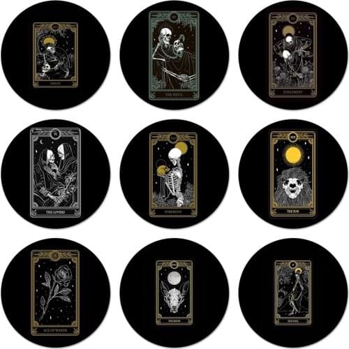 58mm The Death Tarot Icons Pins Badge Decoration Brooches Metal Badges For Backpack Decoration