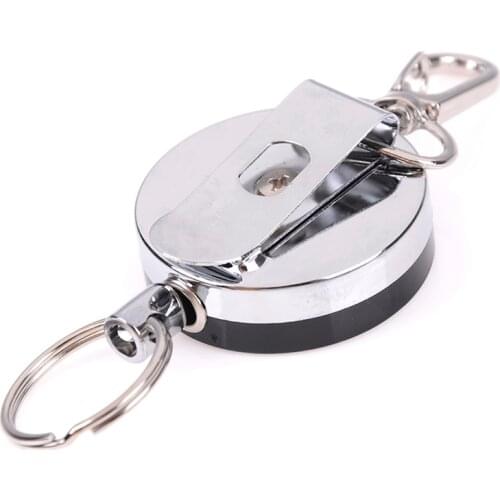 1PCS Steel Wire Wire Elastic Keychain Sports Diversible Key Ring Anti Loss Key Bond Security Buckle ID Card Holder Clips