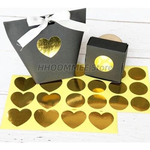 60pcs Sealing Handmade Golden Heart Gold Cake Candy Packaging DIY Label Sticker bake Gift Party Stickers