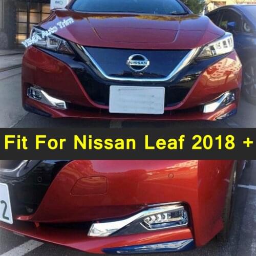 Lapetus ABS Accessories For Nissan Leaf 2018 - 2021 Auto Styling Chrome Bright Front Fog Light Lamp Frame Cover Trim 2 Pcs / Set