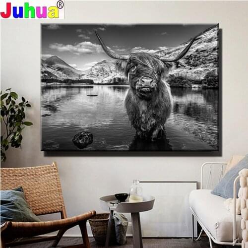 Diamond Painting"Highland Cattle" full Square Round drill diamond embroidey cross stitch Animal picture mosaic stones decor