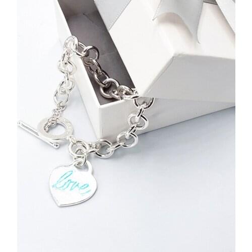 Luxury Brand Bracelet Women 925 Sterling Silver Love Heart Charm Chain Hand High-End Jewelry Gift 1:1