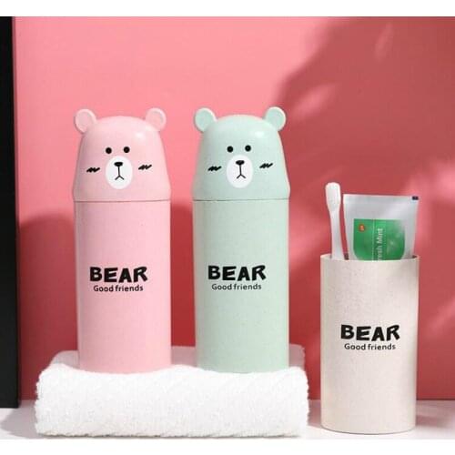 Cartoon bear Toothpaste Organizer Protable Travel Toothbrush Case Storage Box Container Home Bathroom Accessories 7*19cm