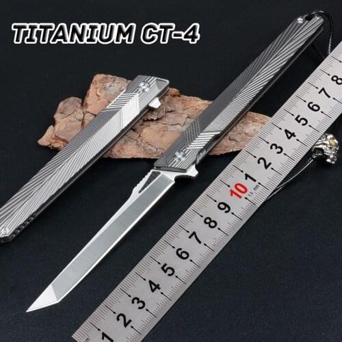 CT-4 100%Titanium 14C28N Steel Blade Flying Arrow Pocket Knife Outdoor Camping Hunting Fishing Diving Survival CSGO Folding KniF
