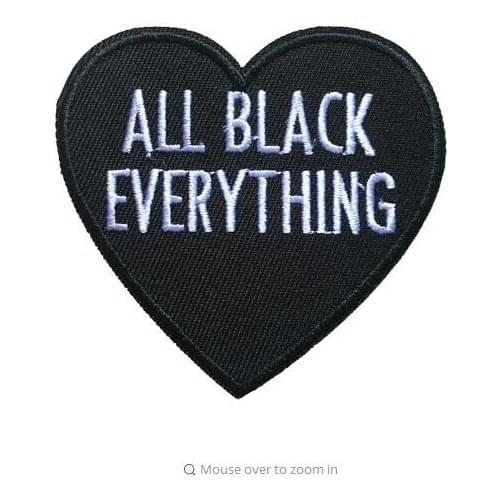 DD 10Pieces/lot ALL BLACK EVERYTHING Iron on Patch Badge for Clothing Letters Hearted Embroideried Applique Patches Sewing DIY