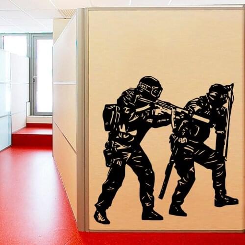 Home Living Room Art PVC Room Decoration Wall Sticker Two Unique Police Soldiers Vinyl Wall Decals Y-633