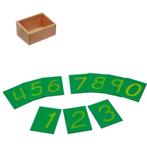 Montessori Math Toys Wooden Sandpaper Number Puzzles 0-9 Green Board with Beech Wood Box Childrens Educational Toy Early Learn