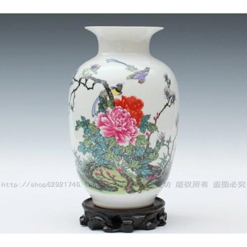 Jingdezhen ceramic pastels, glaze peony bottle gourd crafts decoration