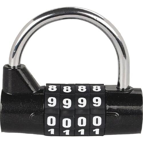 Coded Lock 4 Digit Combination Lock High Hardness Security Padlock With 5MM Thicken Metal Hook Black Code Lock For Luggage