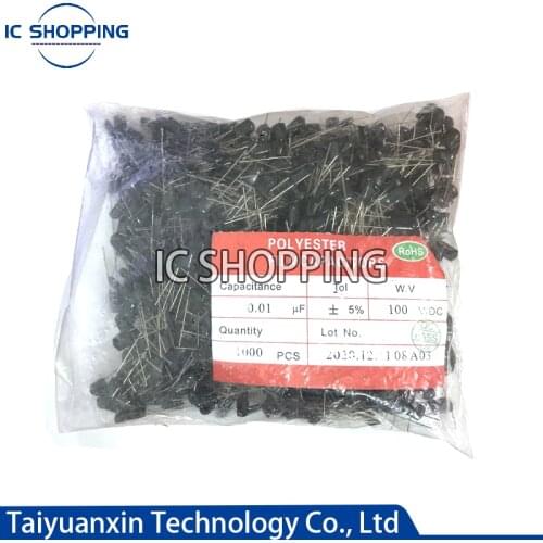 1000PCS 100V Polyester Film Capacitor 1nF 2.2nF 100nF 47NF 220nF 2A102J 2A152J 2A222J 2A392J 2A102J 2A103J 2A473J 2A104J 2A474J