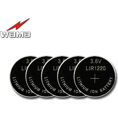 5pcs/Lot Wama LIR1220 3.6V Genuine Rechargeable Coin Cell New Lithium-ion Button Battery Factory Price Replace CR1220