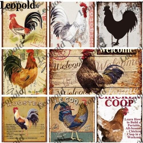 Metal Tin Sign Board Farm Poster Rooster Letters Vintage Metal Plate Kitchen Farmhouse Home Decoration 20X30Cm