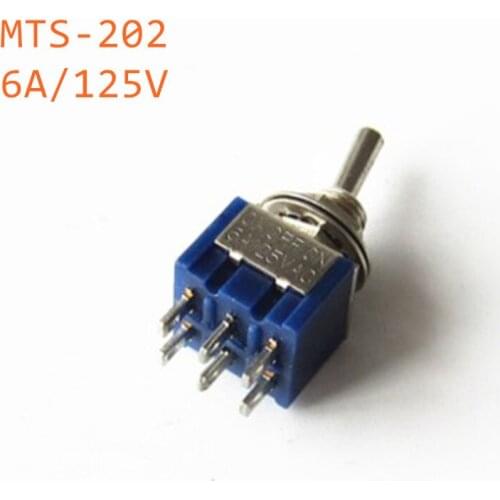 5pcs Mini 6 Pin 2 Position Toggle Switches ON-ON DPDT Mini Toggle Switch 6A/125V 3A/250V AC MTS-202 Navy Blue