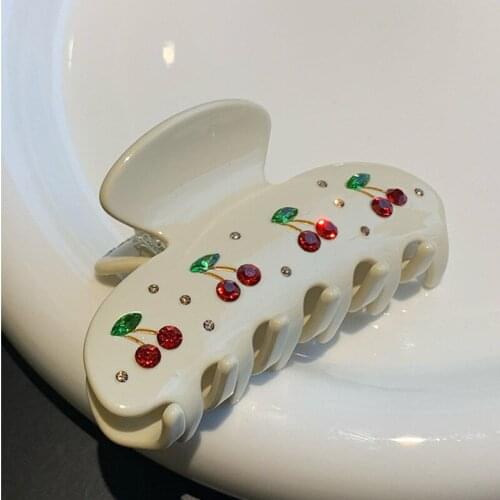 Fashion Red Cherry Cream White Hair Claw Hair Clips for Women Jaw Claw Clips Claw Clamp Girls' Hair Accessories