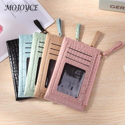 Fashion Women PU Leather Alligator Pattern Card Holder Casual Ladies Contrast Color Wallet Mini Coin Purse