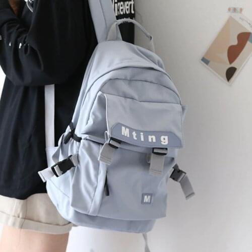 Women Nylon Waterproof Backpack Cute Female Student School Bag Girl Kawaii Backpack Fashion Laptop Book Bag Buckle Ladies Luxury