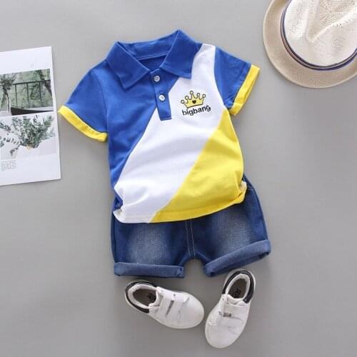 Baby Clothes Summer Boys Clothing Sets Fashion Tie T-shirts +stripe Short Suit Children Clothes For Baby Boys children clothes