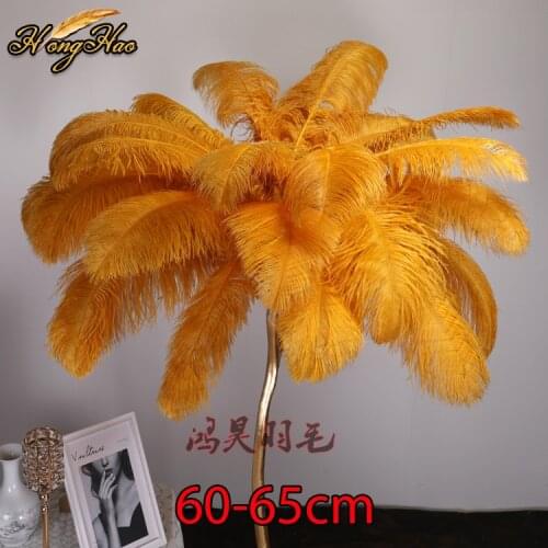 Wholasale Elegant Really Gold Ostrich Feathers for Crafts 15-65cm Wedding Party Supplies Carnival Dancer Decoration Plumas