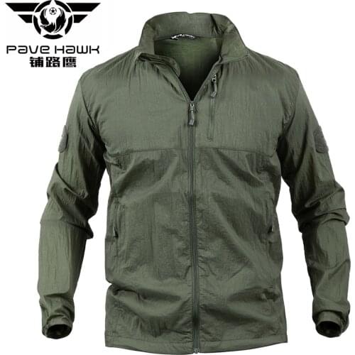 PAVEHAWK Mens Fashion Outerwear Windbreaker Mens Thin Jackets Hooded Raincoat Casual Sporting Coat Military Tactical Army